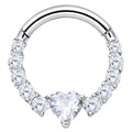 16G Heart CZ Hinged Ring – Titanium Cartilage Hoop