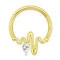 Pvd Gold Titanium Liquid Metal Hinged Septum Hoop Clicker Pear cz 