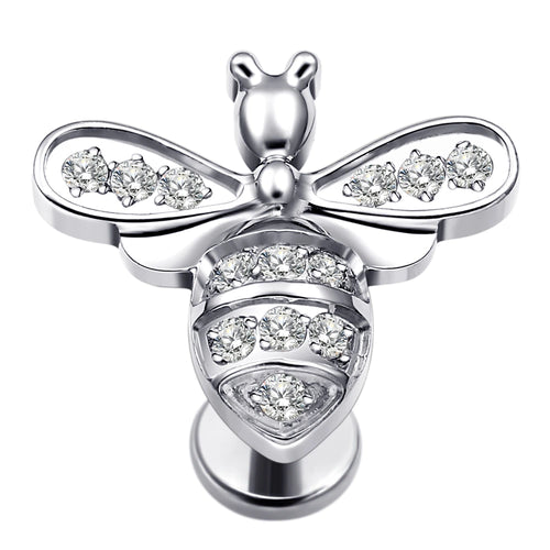 Titanium Bee threadless Labret Flat Back Stud Earrings