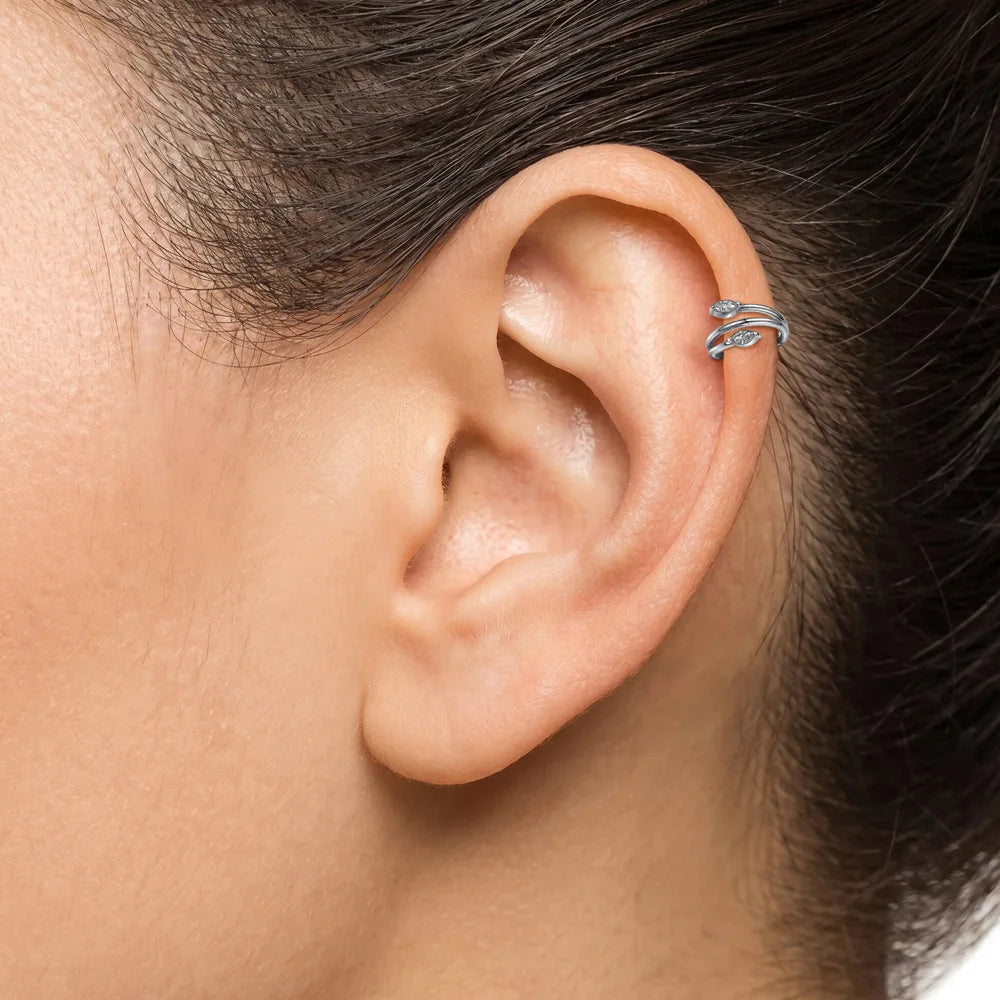 Titanium Double Marquise Hinged Huggie Earring for Helix - Tipiercing