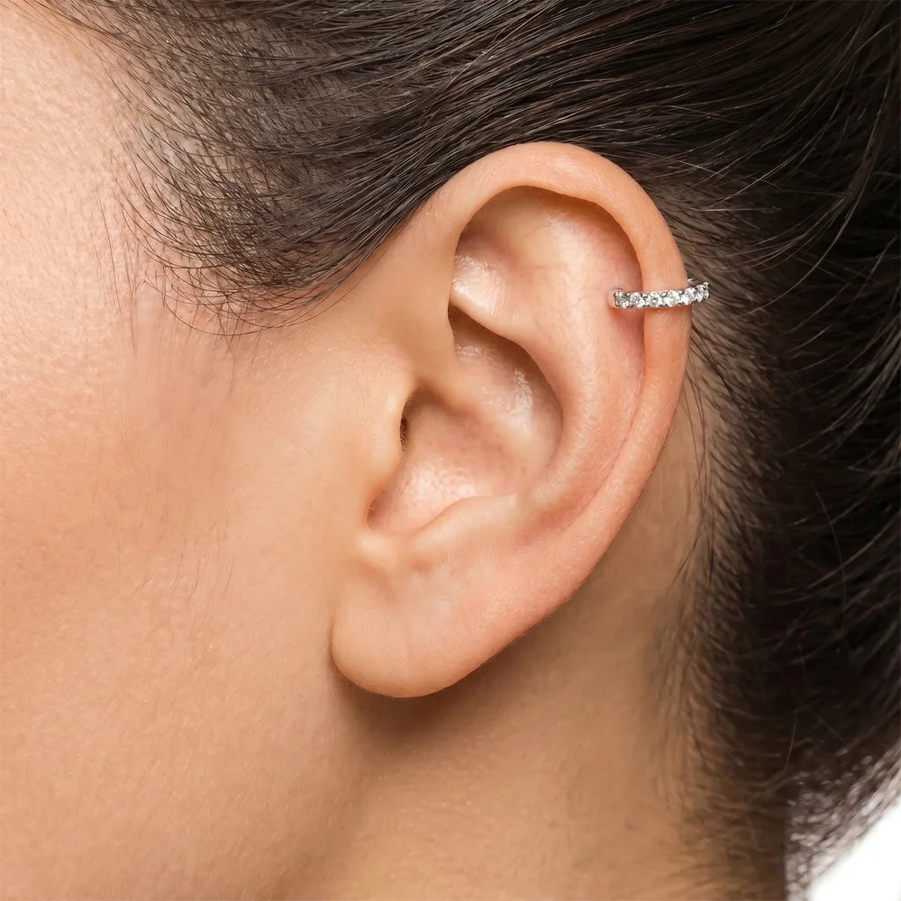 Titanium Micro Paved Huggie Earrings Clicker 5mm & 6mm