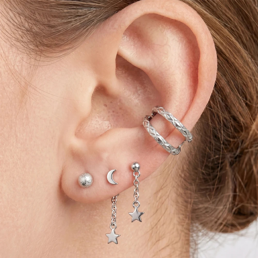Titanium Snake Skin Double Ring Hinged Segment Clicker Hoop for Conch - Tipiercing