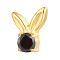 Gold Titanium Bunny Threadless Flat Back Labret —Black CZ