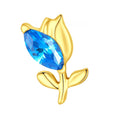 pvd gold titanium tulip marquise blue cz stud
