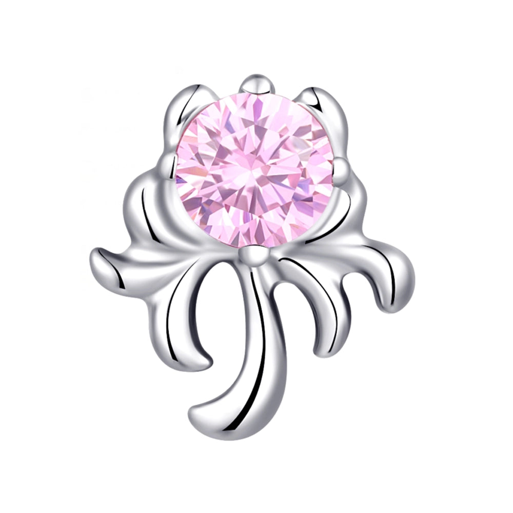 Titanium Baroque Vine Threadless Flat Back Pink CZ