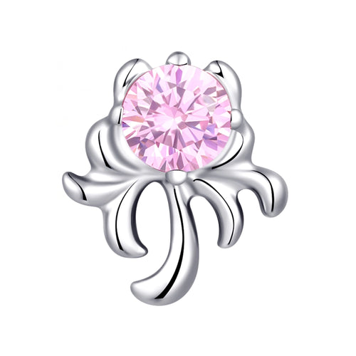 Titanium Baroque Vine Threadless Flat Back Pink CZ