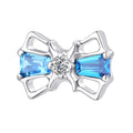 Titanium Cyber Bow Threadless Flat Back — Blue CZ