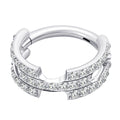 titanium double row cz hinged hoop huggie clicker Silver color