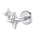 titanium double starburst threadless flat back cz