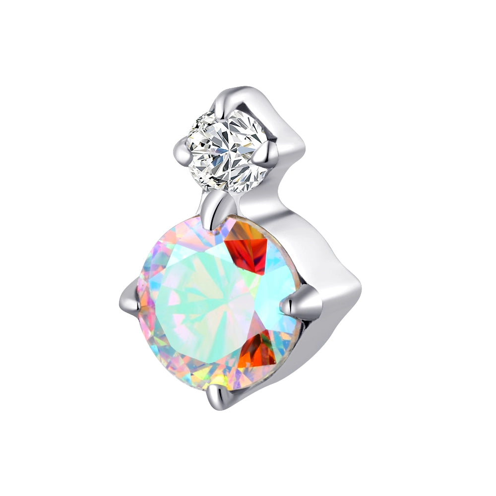 titanium double stone aurora cz flat back