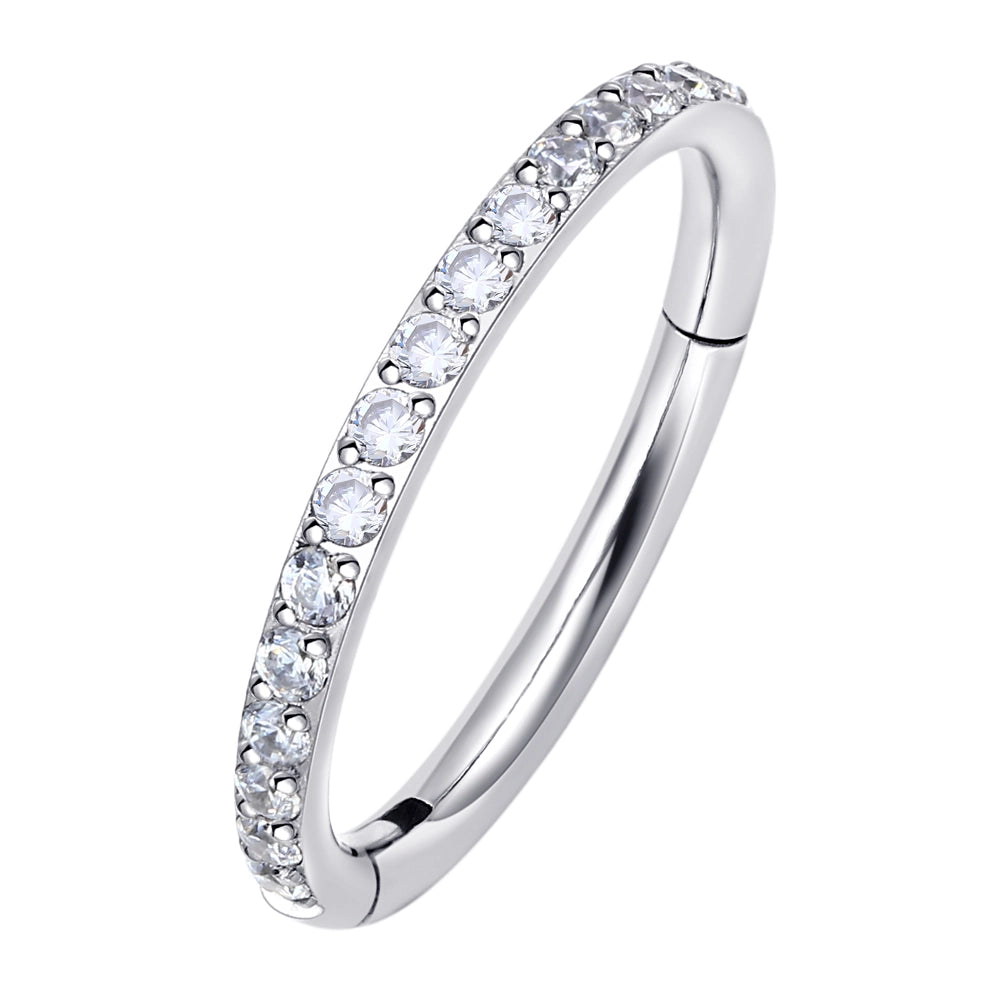 titanium edge facing conch hoop earring clicker paved cz  – Tipiercing
