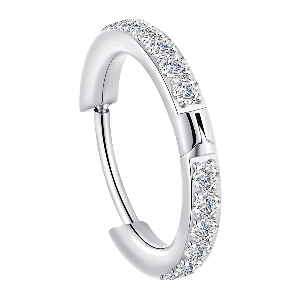 titanium eternity paved cz hinged huggie hoop 6mm and 7mm