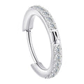 titanium eternity paved cz hinged huggie hoop 6mm and 7mm