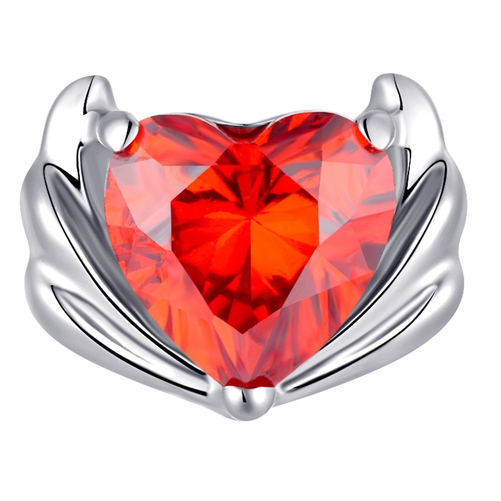 Titanium Heart Threadless Flat Back — Garnet CZ