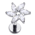 titanium marquise flower cluster threadless flat back