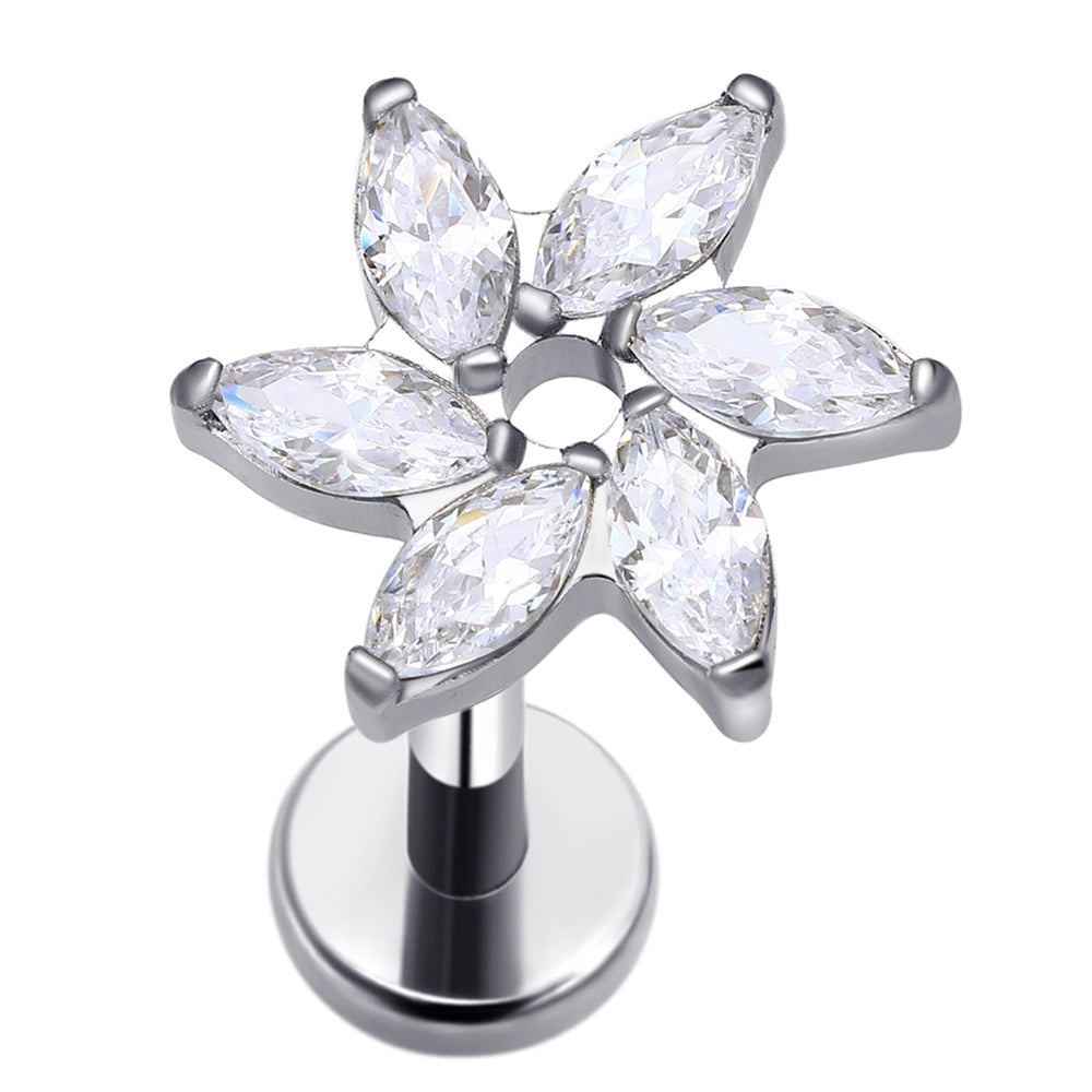 titanium marquise flower cluster threadless flat back