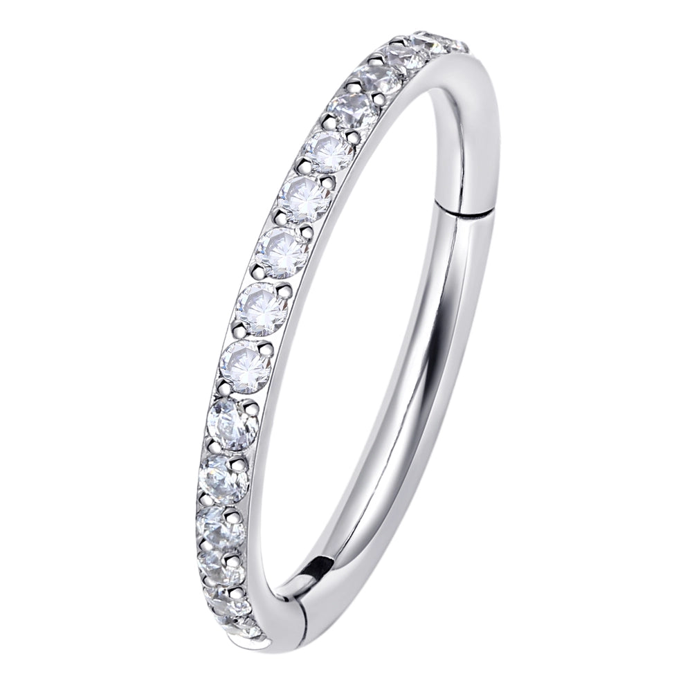 Titanium Micro Paved Huggie Earrings Clicker 5mm & 6mm– Tipiercing