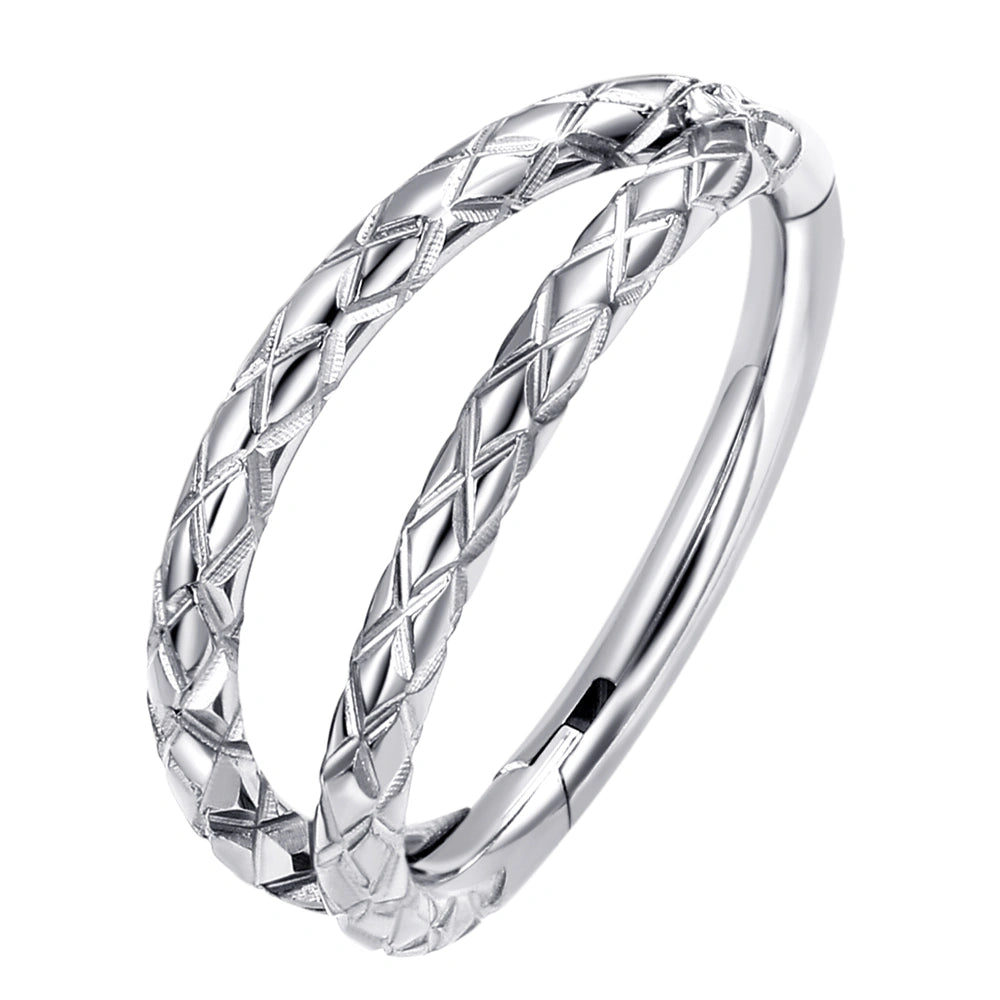 Titanium Snake Skin Double Ring Hinged Segment Clicker Hoop  10mm