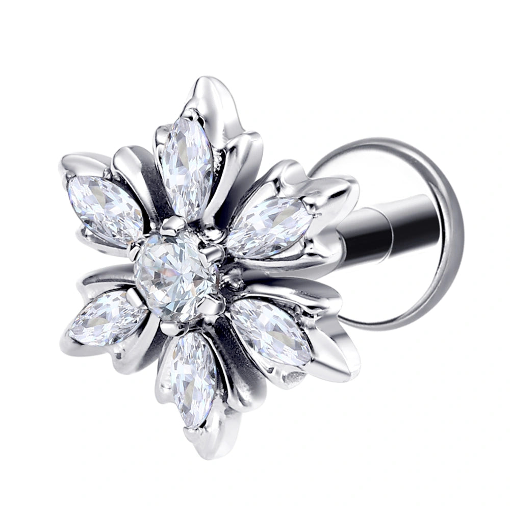 titanium snowflake 7 cz threadless flat back