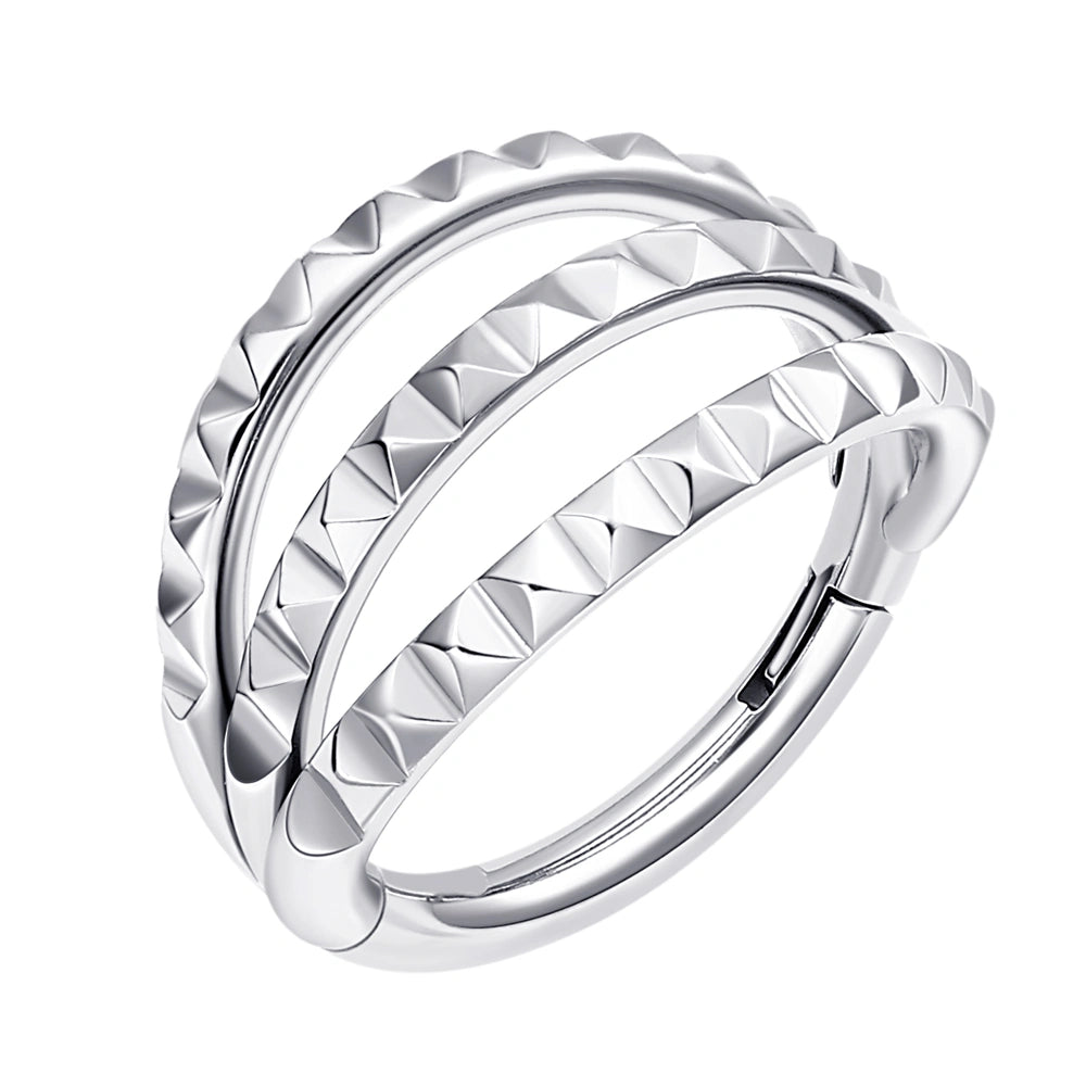 Titanium Triple Stack Pyramid Hinged Ring Clicker 