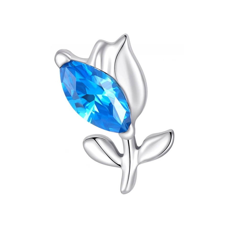 titanium tulip marquise blue cz silver flat back