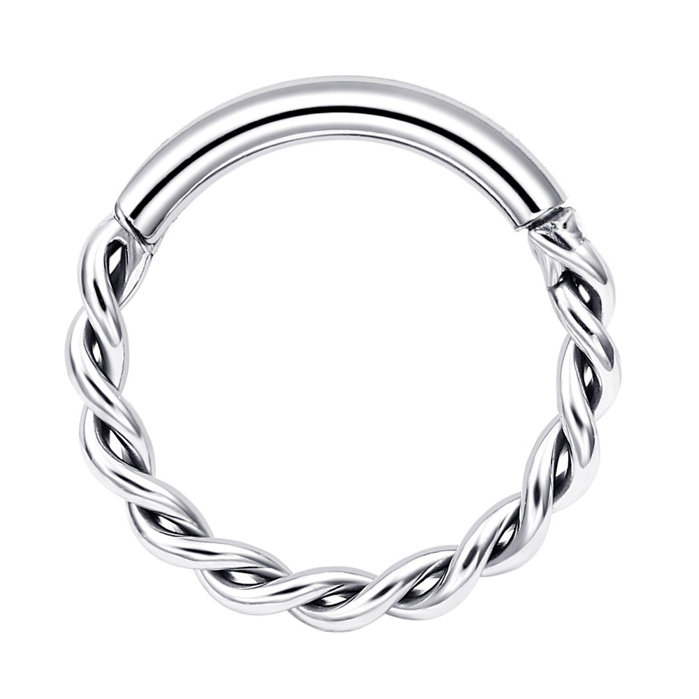 titanium twist hinged clicker hoop 10mm 12mm silver