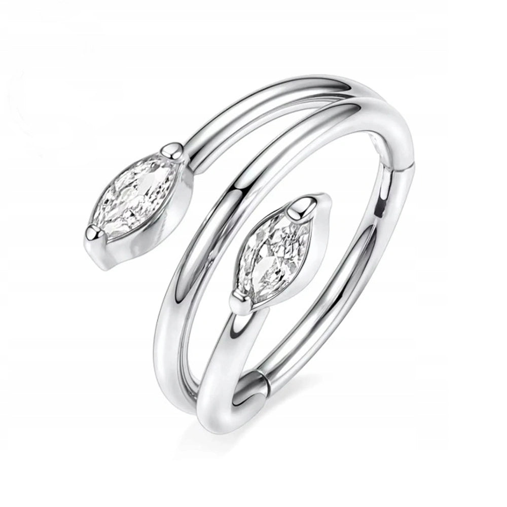 Titanium Double Marquise Hinged Huggie Earring